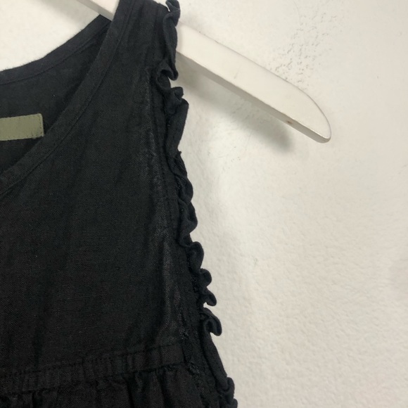 Enza Costa French linen sleeveless button down ruffle black jumpsuit Size 0 - Picture 6 of 9